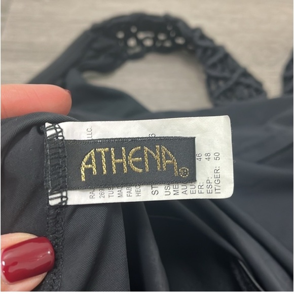 Athena Cabana Crochet Racerback Black Tankini Top Size 14 - Picture 5 of 7